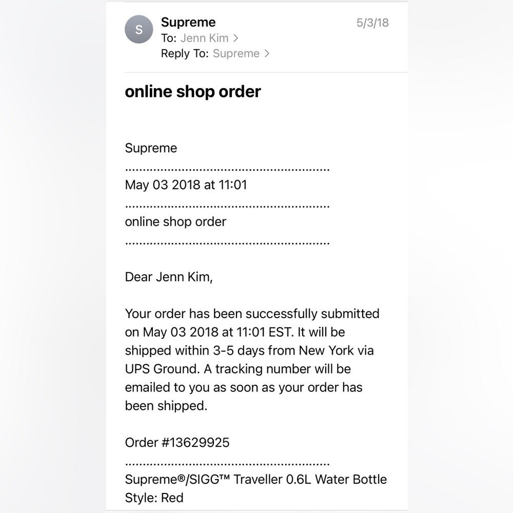 New Deadstock Supreme SIGG Traveller .6L Water Bottle Red Box Logo - Picture 5 of 5